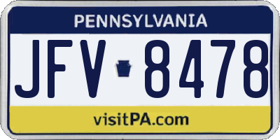 PA license plate JFV8478