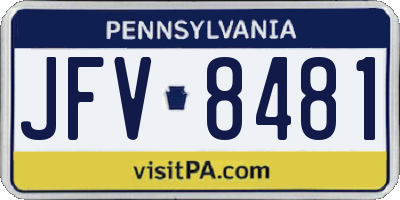 PA license plate JFV8481