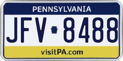 PA license plate JFV8488