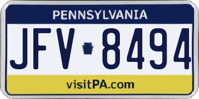 PA license plate JFV8494