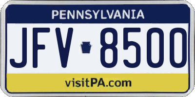 PA license plate JFV8500