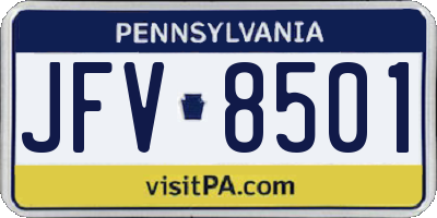PA license plate JFV8501