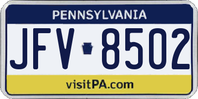 PA license plate JFV8502