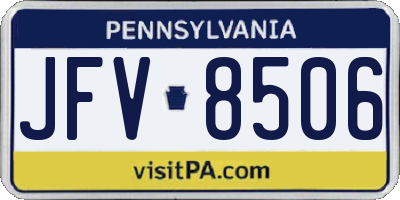 PA license plate JFV8506