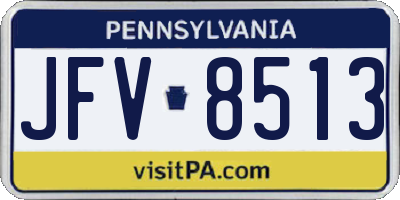 PA license plate JFV8513