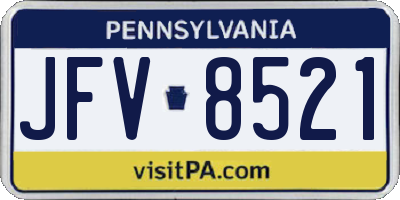 PA license plate JFV8521