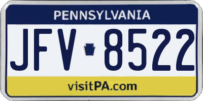 PA license plate JFV8522