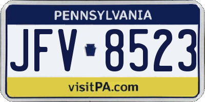 PA license plate JFV8523