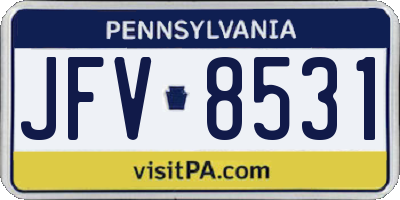PA license plate JFV8531