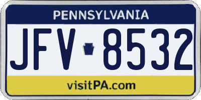 PA license plate JFV8532
