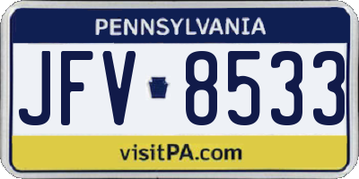 PA license plate JFV8533