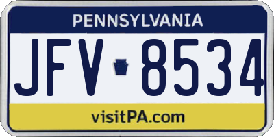 PA license plate JFV8534