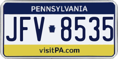 PA license plate JFV8535