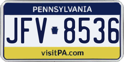 PA license plate JFV8536