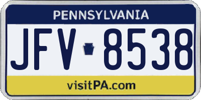PA license plate JFV8538