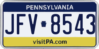 PA license plate JFV8543
