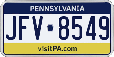 PA license plate JFV8549