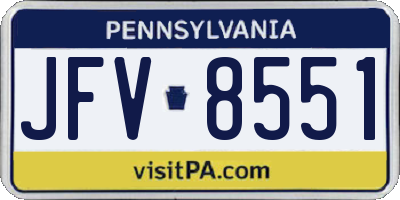 PA license plate JFV8551