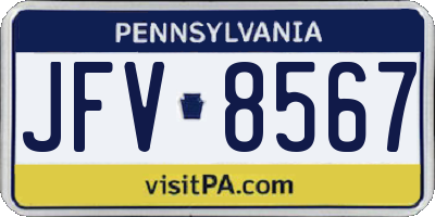 PA license plate JFV8567