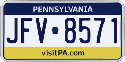 PA license plate JFV8571
