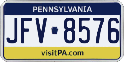PA license plate JFV8576