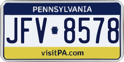 PA license plate JFV8578