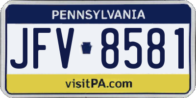 PA license plate JFV8581