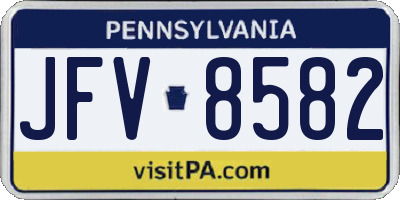 PA license plate JFV8582
