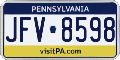 PA license plate JFV8598