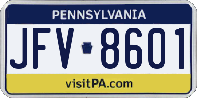 PA license plate JFV8601