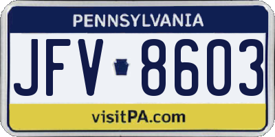 PA license plate JFV8603