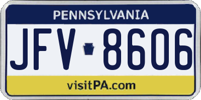 PA license plate JFV8606