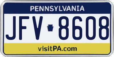 PA license plate JFV8608