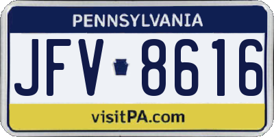 PA license plate JFV8616