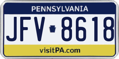 PA license plate JFV8618