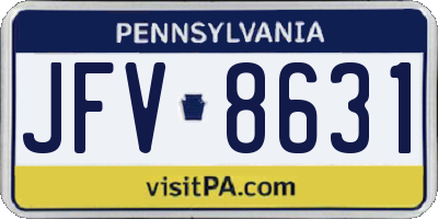 PA license plate JFV8631