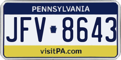 PA license plate JFV8643