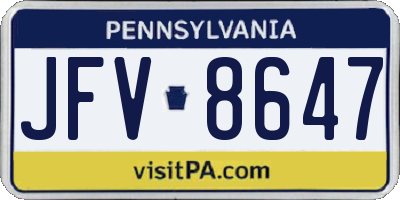 PA license plate JFV8647