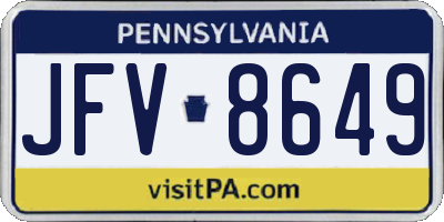 PA license plate JFV8649
