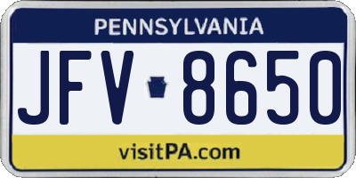 PA license plate JFV8650