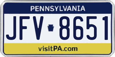 PA license plate JFV8651