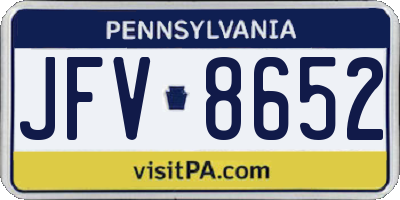 PA license plate JFV8652
