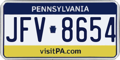 PA license plate JFV8654