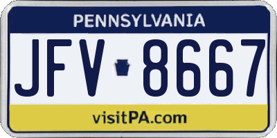 PA license plate JFV8667