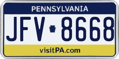PA license plate JFV8668
