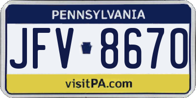 PA license plate JFV8670