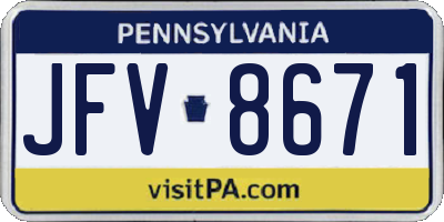 PA license plate JFV8671
