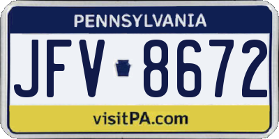 PA license plate JFV8672