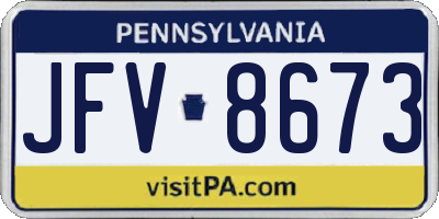 PA license plate JFV8673