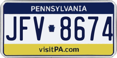 PA license plate JFV8674